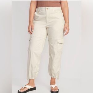 High Waisted Barrel Leg Cargo Ankle Pant